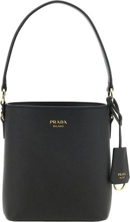 Prada Mini Saffiano-leren tas - Dames - Tassen - Zwart - Maat: ONE Size Zijde