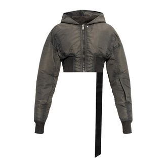 Rick Owens Bomber Cropped con Capucha - Jackets - Mujer - Gris - S