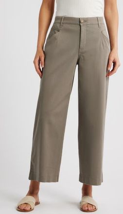 Wit & Wisdom Wyatt Skyrise Crop Wide Leg Twill Pants in Brindle Olive at Nordstrom, Size 18P