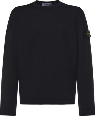Stone Island Round-neck Knitwear, male, Black, Size: M Round-neck Knitwear