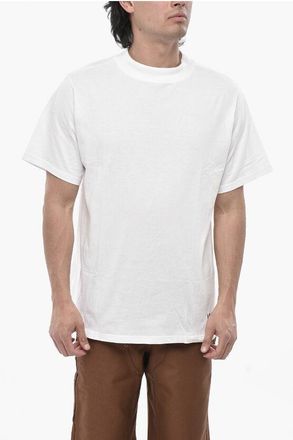 South2 West8 Cotton-Blend Solid-Color Crewneck T-Shirt With Contrast Embr size L