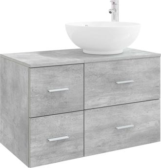 vidaXL Juego De Muebles De Ba&ntilde;o 2 Uds. Gris Hormig&oacute;n Vidaxl