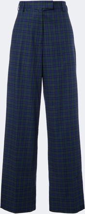 Dries Van Noten Plaid cotton flannel wide-leg pants