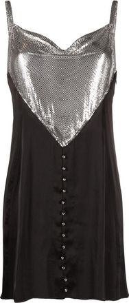 Paco Rabanne mesh-panel slip minidress - women - Aluminium/Polyester - 34 - Black