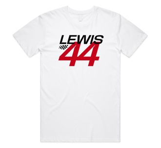 Sanfran Clothing Lewis 44 Top Formula Motorsport Racing Sports Car Gift Idea Unisex T-Shirt Tee Medium/White