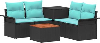 vidaXL Juego De Sof&aacute; 6 Uds. 4-n&uacute;mero De Plazas Negro Y Azul Vidaxl