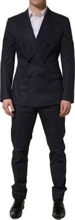 Dolce & Gabbana Blue Cotton Slim Fit Formal 2 Piece Men Suit