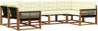 vidaXL Conjunto De Sof&aacute;s De Exterior 6 Uds. Natural Y Crema Vidaxl