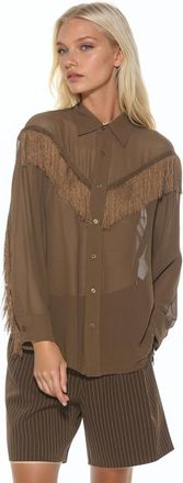 Alexia Admor Kairos Oversized Fringe Shirt in Brown at Nordstrom, Size X-Small