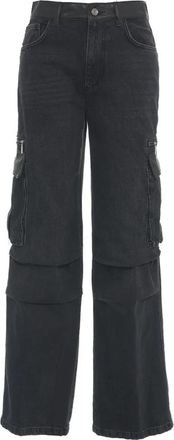 Liu Jo Cargo Wide Leg Jeans met Logo Details - Dames - Loose Fit Jeans - Zwart - W30 - Katoen - Jeans