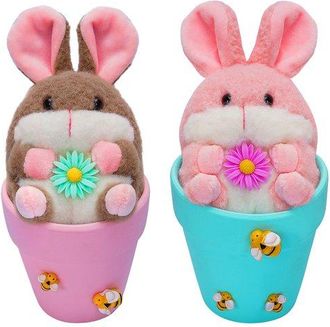OEM Decoraci&oacute;n De Pascua: 2 Pares (4 Piezas), Conejo, Margarita, Maceta De Peluche