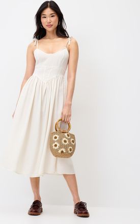 Twik Womens Corset faux-denim maxi dress