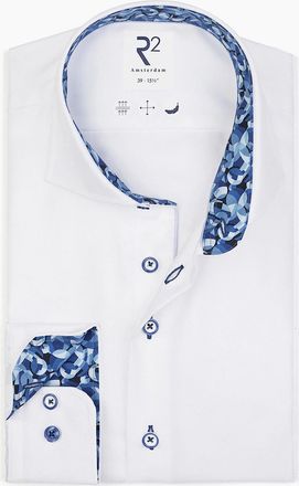R2 Mens R2 CUT AWAY COLLAR LONG SLEEVED SHIRT WHITE - Size: 46/48