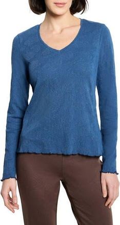 Nic+Zoe Lace Cotton V-Neck T-Shirt in Ocean at Nordstrom Rack, Size Xx-Large