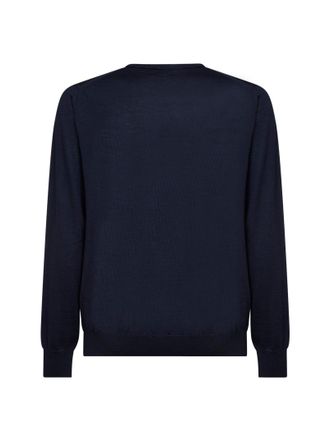 Prada Mens Crewneck Sweater Blue Virgin Wool