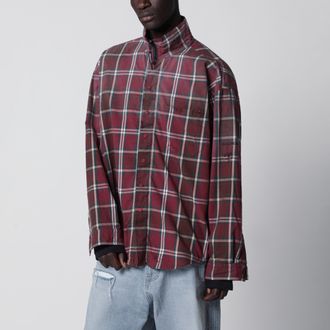Balenciaga Camicia con zip in flanella a quadri bordeaux