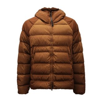 C.P. Company Down Jackets, male, Brown, Size: XL Eco-Chrome Down Jacket with Goggle Jacket