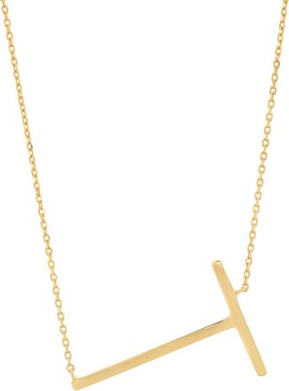 MAX + STONE 10k Yellow or White Gold Large Sideways Block Letter Initial with Cable Chain