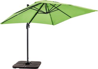 Oviala Parasol desplazado de 2x3 m y 4 losas para llenar de aluminio verde