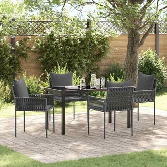 vidaXL Vidaxl - Set Da Pranzo Per Giardino 5 Pcs Nero Poly Rattan