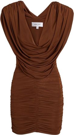Ronny Kobo Kehlani Cowl-neck Stretch-mesh Mini Dress - Brown - S (UK8-10 / S)