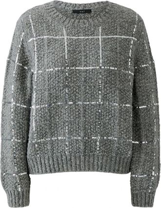 Oui Round-neck Truien - Dames - Ronde hals truien - Grijs - M - Wol - Truien & Vesten