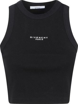 Givenchy Sleeveless Tops, female, Black, Size: S Cropped Logo Top