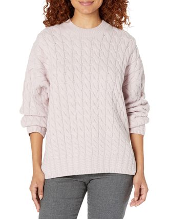Theory Womens Karenia Cable-Knit Sweater, Dried Petal, Small US