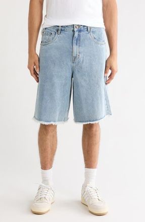 Honor The Gift Fray Hem Denim Bermuda Shorts in Indigo at Nordstrom, Size 38