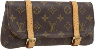 Louis Vuitton Pre-owned Monogram Canvas Waist Bag - Dames - Vintage Clutch - Bruin - ONE Size - Leer - Vintage
