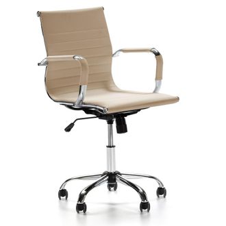 HOMN Sill&oacute;n de oficina reclinable taupe, piel sint&eacute;tica, altura ajustable