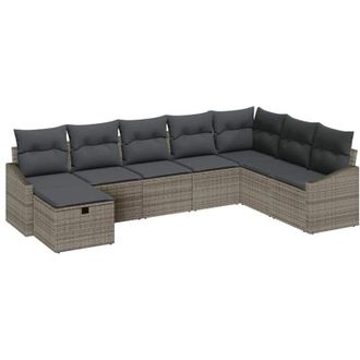 vidaXL Conjunto De Sof&aacute; De Jard&iacute;n 8 Pcs Gris 55 X 62 X 69 Cm Polirat&aacute;n Vidaxl