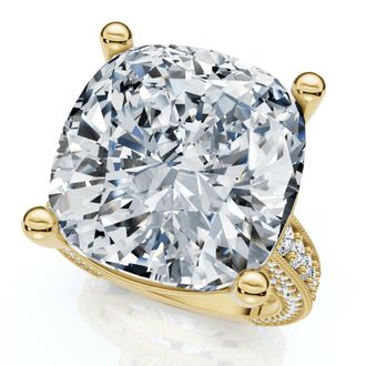 Pompeii3 Certified 16Ct Cushion Diamond Engagement Ring 14k Gold Lab Grown
