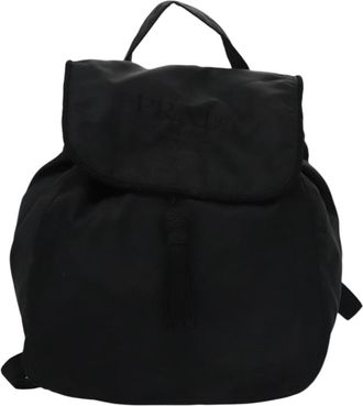 Prada Flap Drawstring Backpack Tessuto Black Nylon Backpack Bag (Pre-Owned)