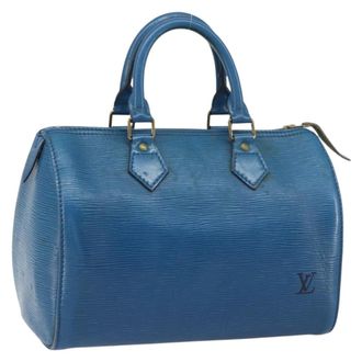 Louis Vuitton Speedy Handbag Epi Leather Blue Leather Handbag (Pre-Owned)