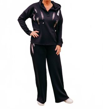 Frank Lyman Design Casual Relaxed Full-Length Trouser Pants In Black