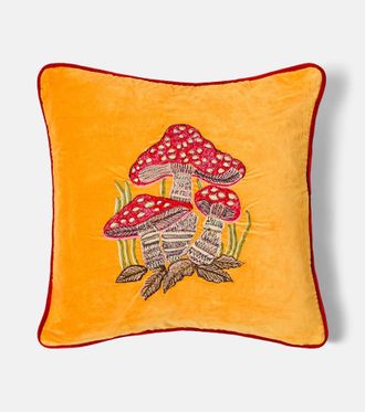 Les-Ottomans Embroidered coton velvet cushion