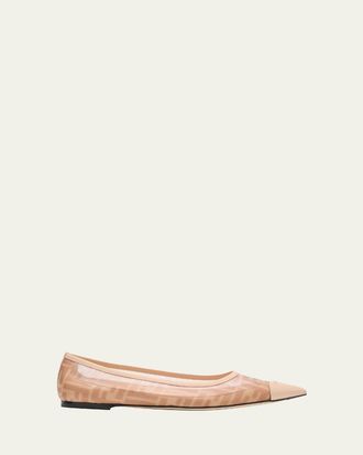 Fendi Colibri FF Mesh Pointed Ballerina Flats