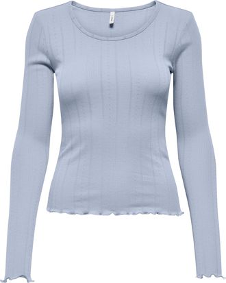 Only Langarmshirt ONLY ONLTENNA O-NECK L/S TOP JRS NOOS, Damen, Gr. XL, soft chambray, Jersey, Obermaterial: 50% Baumwolle, 50% Polyester, unifarben, regul