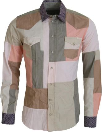 Dolce & Gabbana Patchwork Slim Overhemd - Heren - Casual Overhemden - Veelkleurig - XS - Katoen - Overhemden