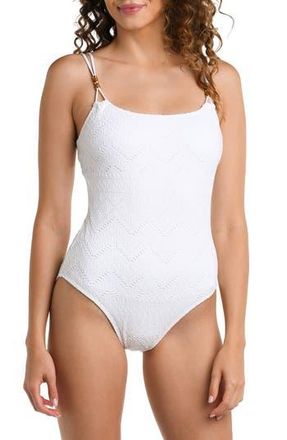 La Blanca Salt Eyelet One-Piece Swimsuit in White at Nordstrom Rack, Size 12