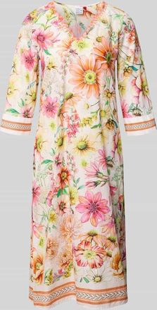 Emily van den Bergh Tunikakleid im Allover-Look mit V-Ausschnitt in Weiss, Gr&ouml;&szlig;e 36