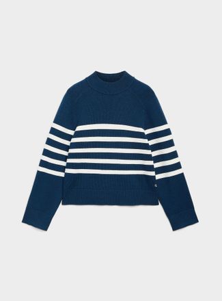 Icone Womens Textured stripes ultra-soft mock-neck sweater
