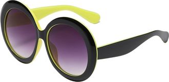 Generic Fashion Round Large Frame Sunglasses Men And Women UV400 Outdoor Vacation Photo Party Sun Glasses(Yellow)