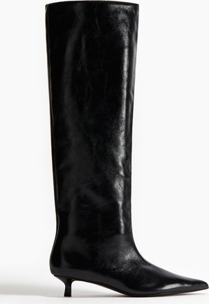 H&M Lederstiefel mit Kitten Heel - Schwarz