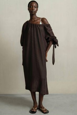 Humanoid Cherin Semi-Sheer Dress In Dark Brown