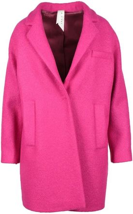Annie P Wool and Polyamide Coat - Fuchsia