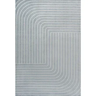 Jonathan Y Designs Odense High-Low Minimalist Angle Geometric Indoor/Outdoor Area Rug in Light Blue/cream at Nordstrom, Size 2Ft 0In X 8Ft 0In