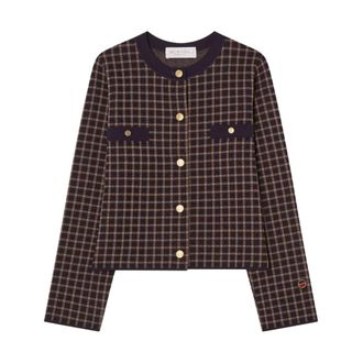 Busnel Elle Jacquard Jacket - Dames - Truien - Paars - Maat: M Katoen