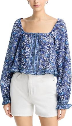 Ramy Brook Farah Long Sleeve Blouse In Navy Floral
